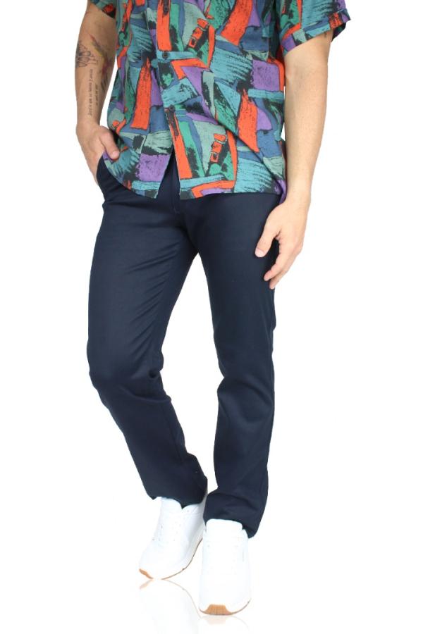 Pantalón De Gabardina Azul Marino Regular Fit Para Caballero 